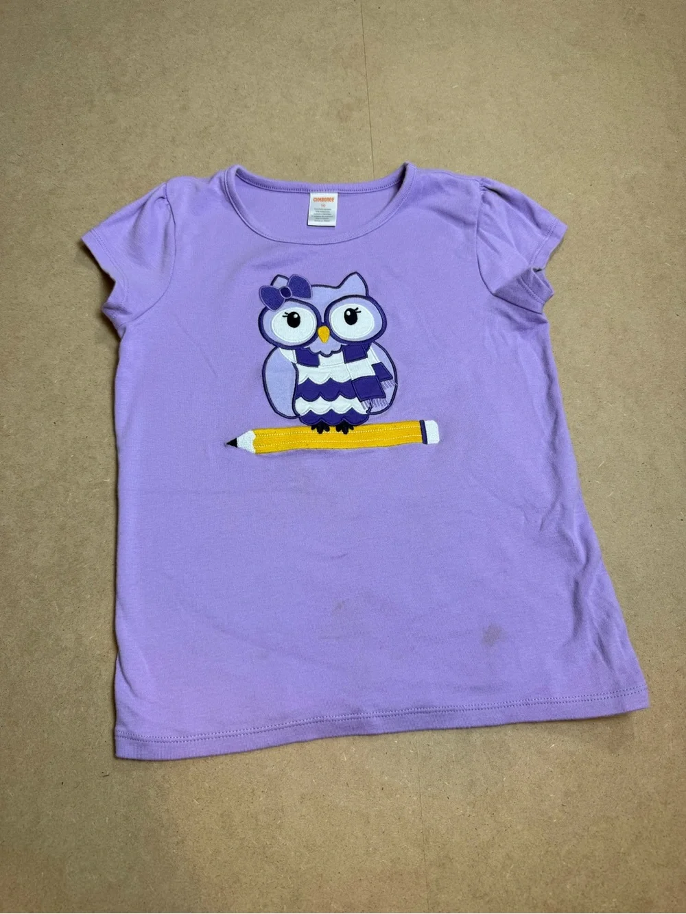 Gymboree Girls Size 10 Purple Owl Pencil Graphic T-Shirt School Top